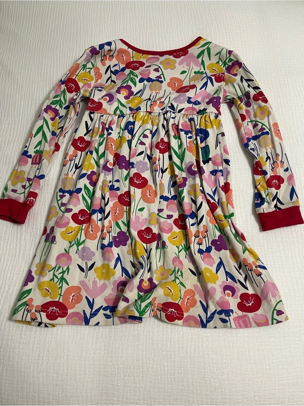 Hanna Andersson Multicolor Floral Long-Sleeve  - Red Trim Dress